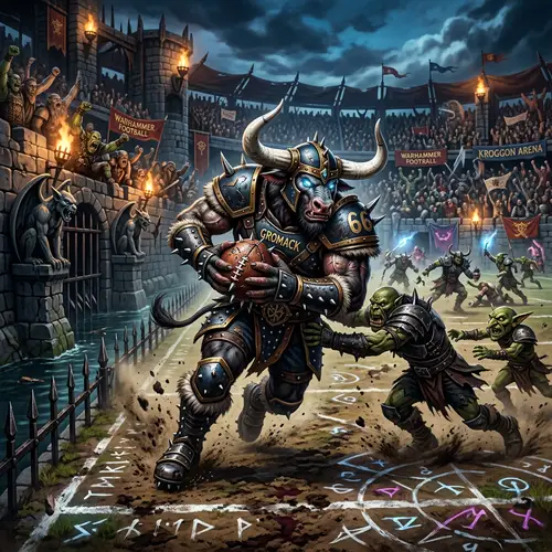 Fantastical Sports Scene: Action on a Combined Football-Fantasy Pitch