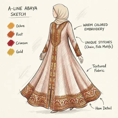 Stylish A-Line Abaya with Unique Stitches