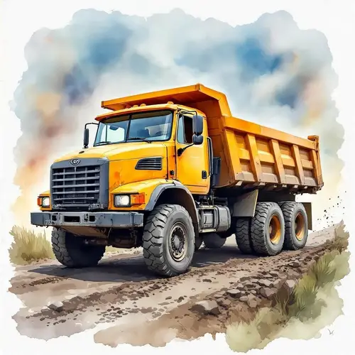 Watercolor Poster of a Dump Truck