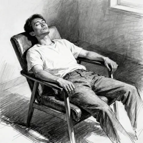 Sketch of a Man Sleeping in a Chair