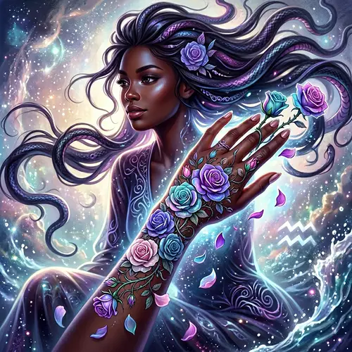 Ethereal Tattoo Art: Stunning Black Woman & Roses