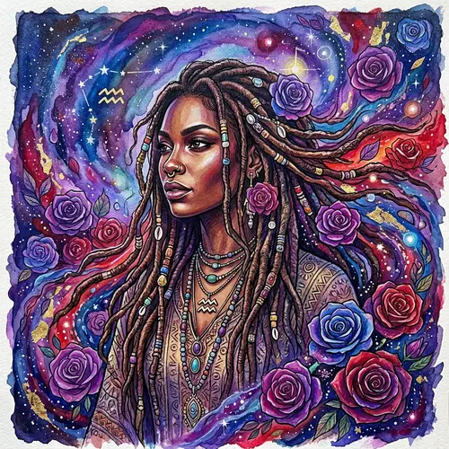 Ethereal Aquarius Woman Mixed Media Art