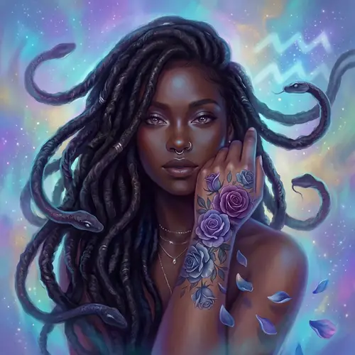 Ethereal Artwork of an African Woman with Tattoo Beauty