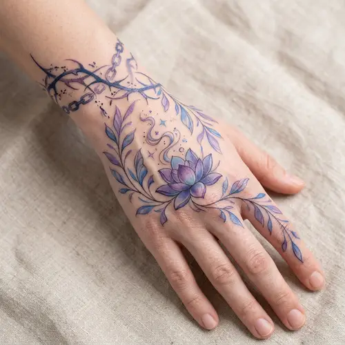 Tattoo Design: Trauma & Healing in Blue & Purple