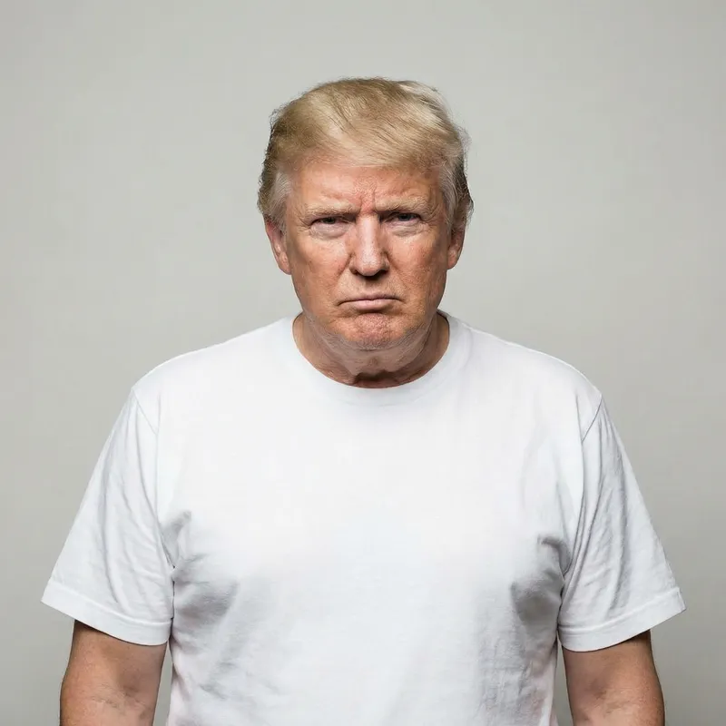Grumpy Donald Trump in White T-Shirt