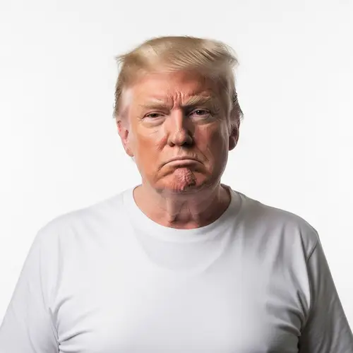 Grumpy Donald Trump in White T-Shirt