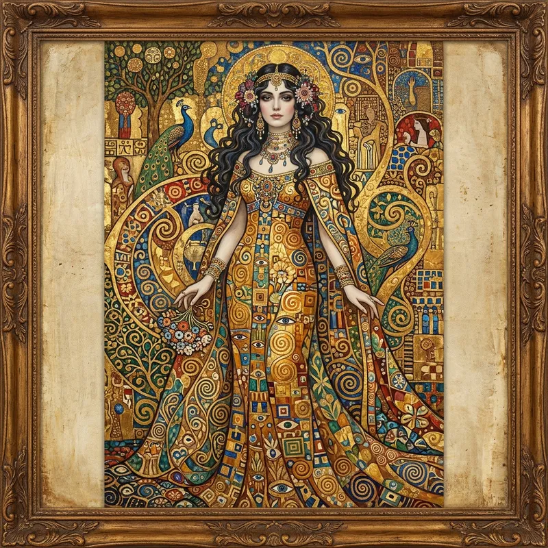 Art Nouveau Woman in Gustav Klimt Style