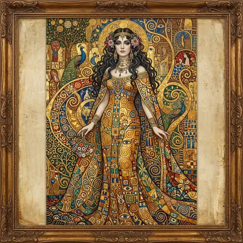 Art Nouveau Woman in Gustav Klimt Style