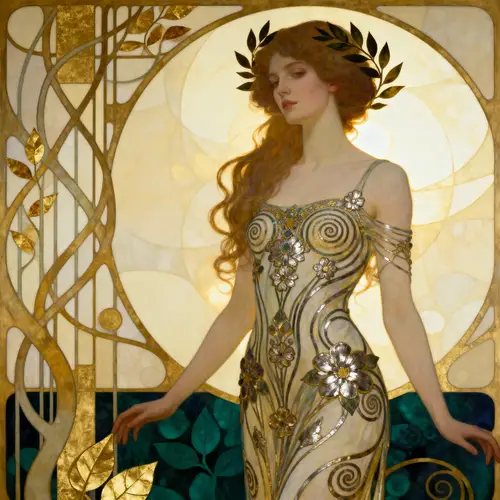 Art Nouveau Woman in Gustav Klimt Style