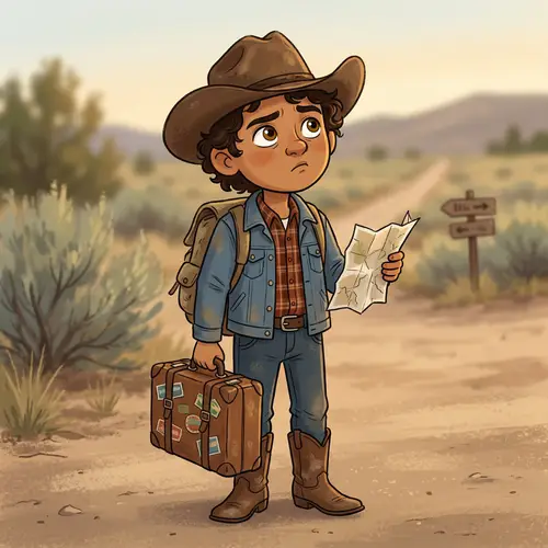 Curious Western Traveler Cartoon Character Design