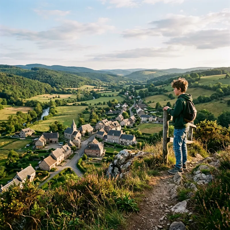 Boy Overlooking His Beautiful Village Boy Overlooking His Beautiful Village