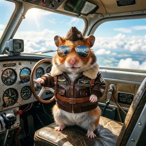 Cool Hamster Pilot Wearing Sunglasses - Charismatic Hamster