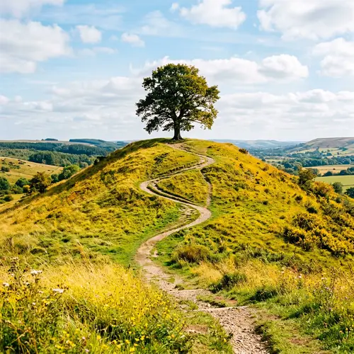 Tree on a Hill with a Winding Pathway