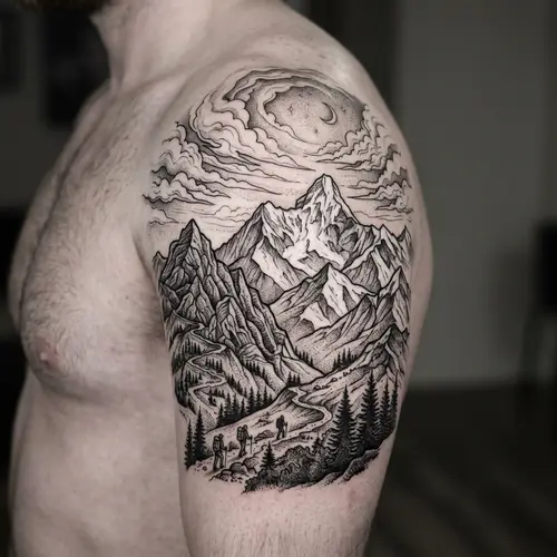 Majestic Mountains Tattoo Design - Adventure and Peace