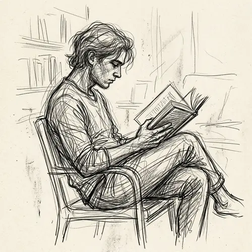 Reading Figure Sketch Art | Book Enthusiast Illustration