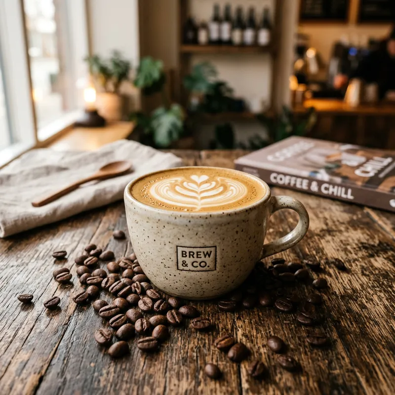 Cozy Latte Art in Rustic Ceramic Mug