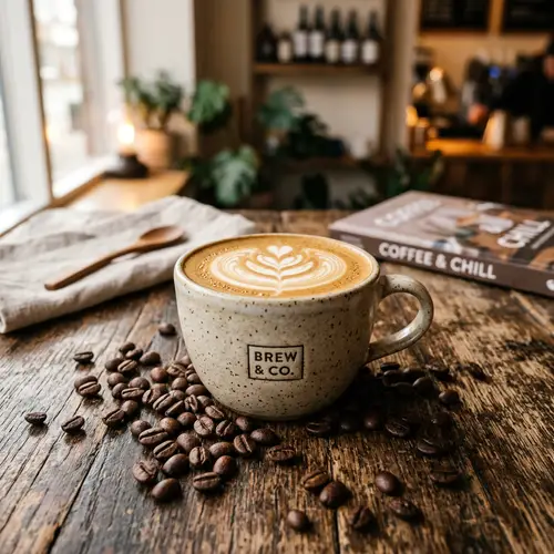 Cozy Latte Art in Rustic Ceramic Mug