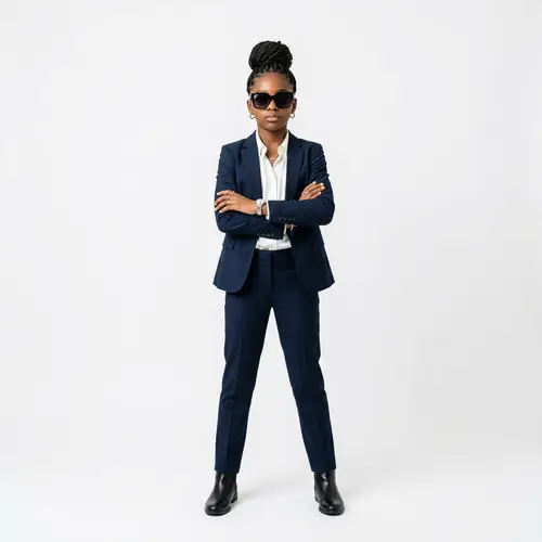 Professional Black Girl in Stylish Business Suit | Confident Pose