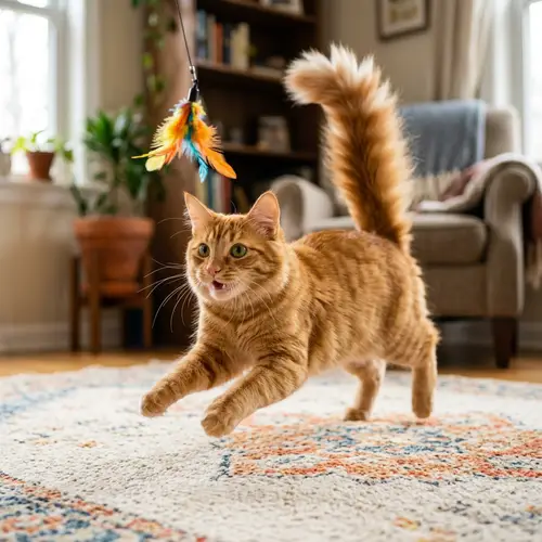 Playful Orange Tabby Cat with Green Eyes