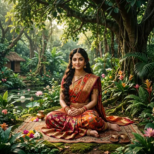 Sita - Traditional Representation in Lush Forest