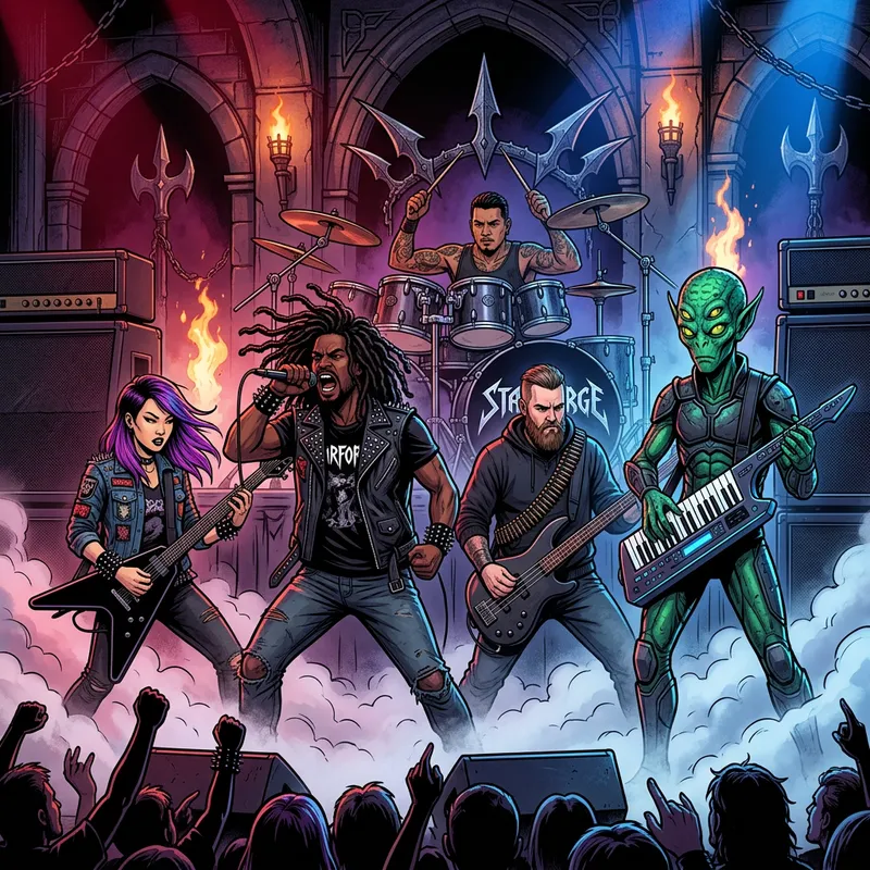 Alien Band Rocks Out with Iron Maiden Squad