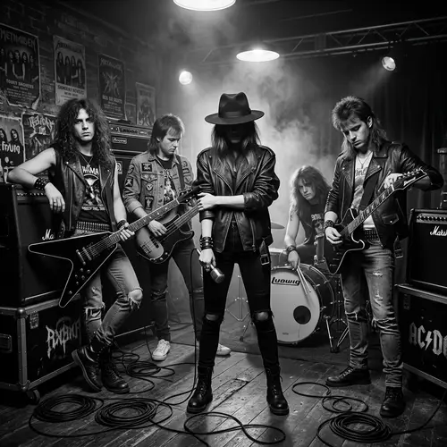 Dramatic Classic Heavy Metal Rock Band With Mysterious Female Figure