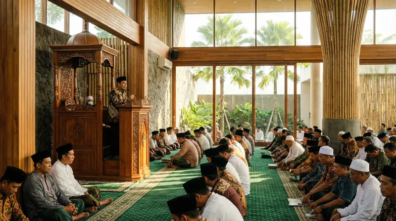 Modern Mosque Interior: Serene Friday Prayer in Indonesia Modern Mosque Interior: Serene Friday Prayer in Indonesia