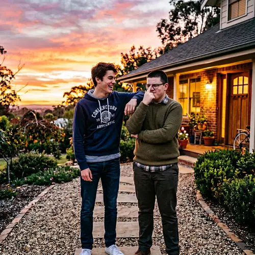 17-Year-Old Male Friends Enjoy Sunset - Student and Computer Scientist