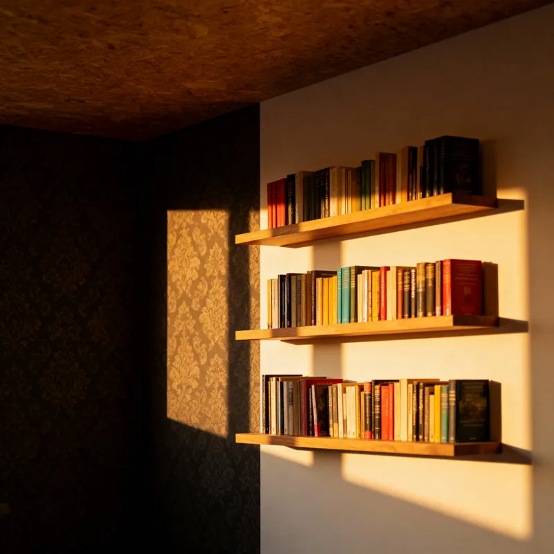 Cozy Low Ceiling Room with Book Shelves