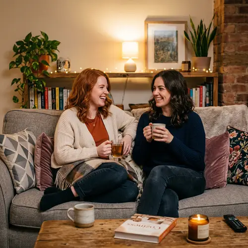 Cozy Moments with Friends on the Sofa