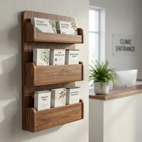 Elegant Wooden Pamphlet Holder for Clinics