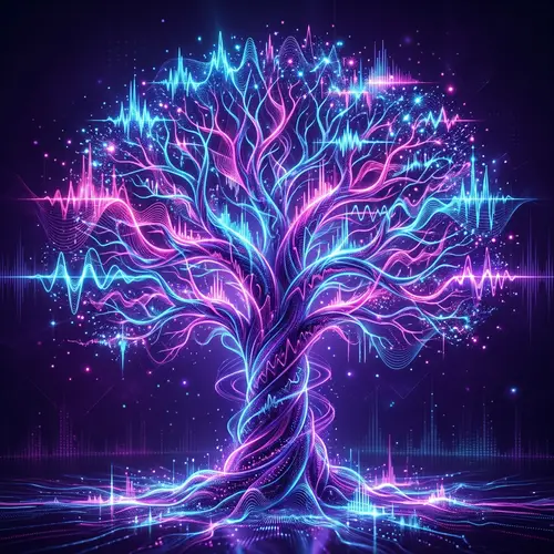 Digital Tree Art: Sound Waves & Vibrations
