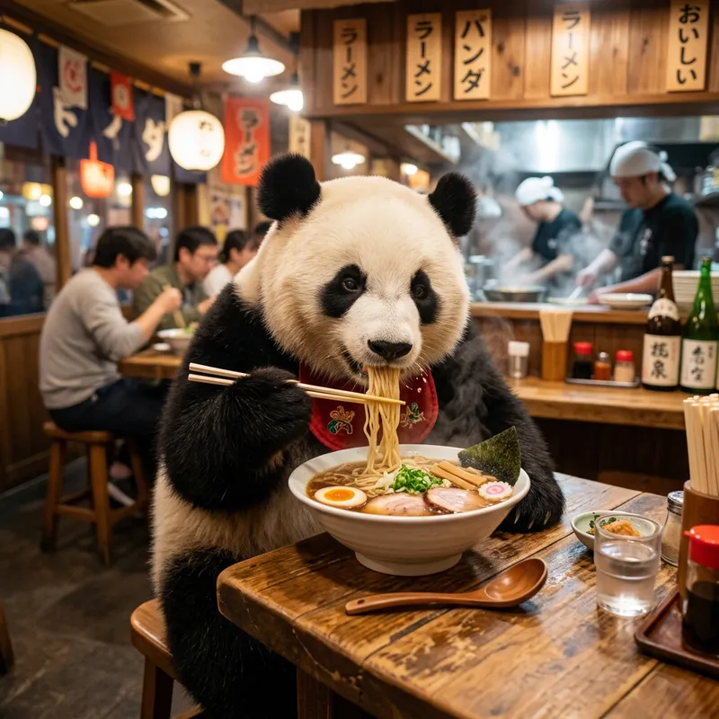 Panda Eating Ramen - Cute Animal Moments Panda Eating Ramen - Cute Animal Moments