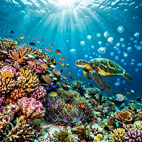 Vibrant Marine Life on Colorful Coral Reef