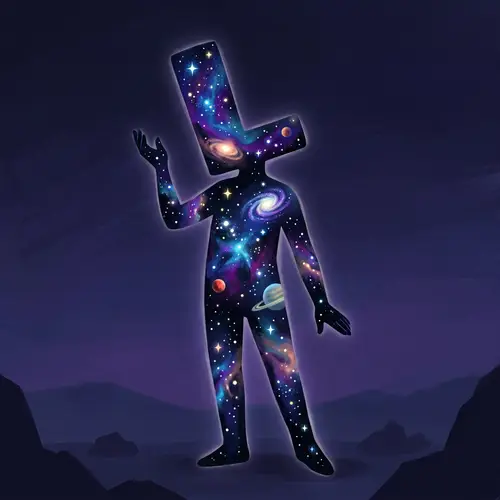 Celestial Human Silhouette Artwork with Abstract Twist