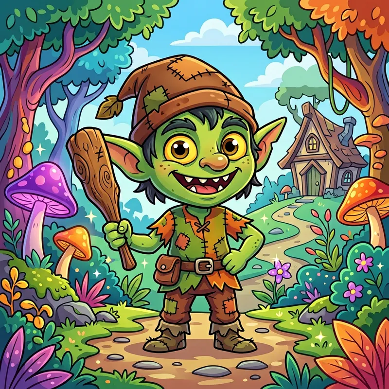 Cute Cartoon Goblin Vector - Fun and Whimsical Character