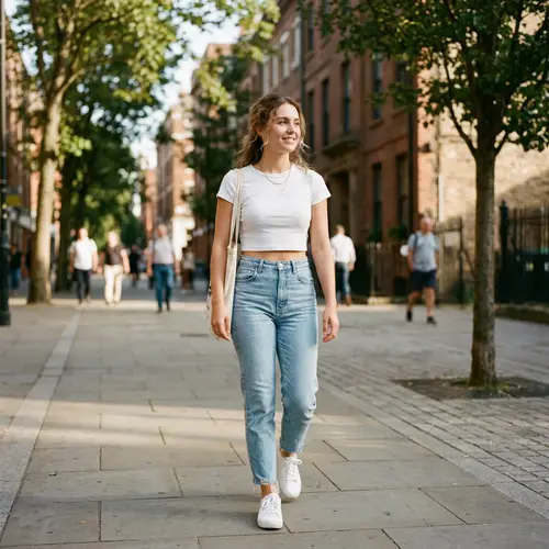 Woman in White Crop Top | Fashionable Look