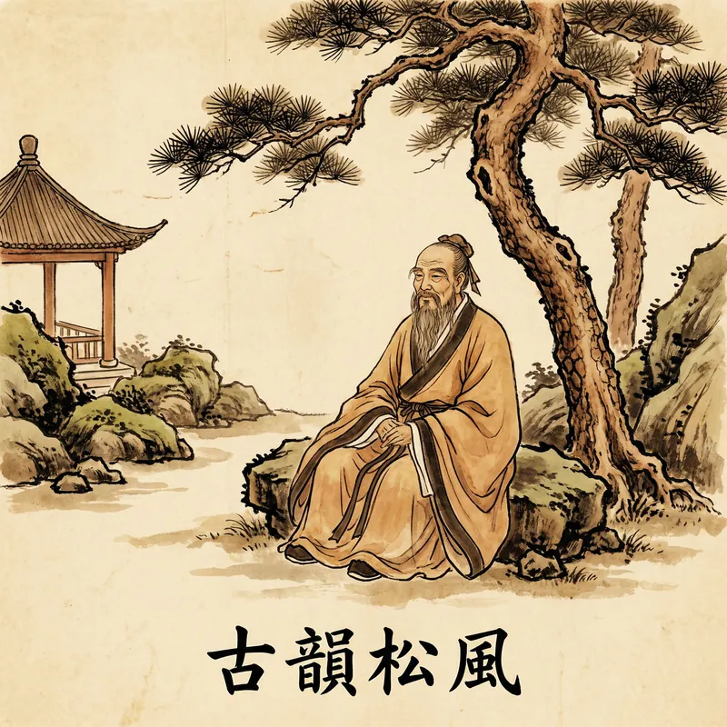 Wise Sage in Serene Garden | Profound Wisdom & Tranquility