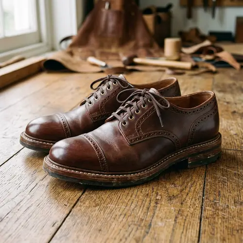 Handcrafted Vintage Style Leather Shoes - Deep Brown