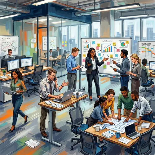 Vibrant Office Scene: Energizing Interim Workspace Management
