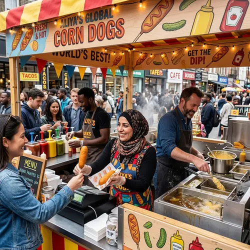 Vibrant Corn Dog Stall: Diverse Culinary Experience