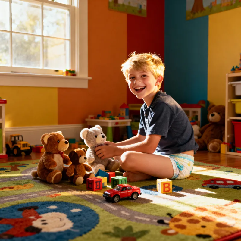 Joyful Playtime: 10-Year-Old Boy in Colorful Room