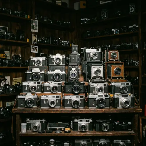Vintage Cameras and Flash - Charismatic Chiaroscuro Display