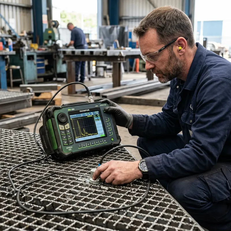 Expert Operation of Olympus Ultrasonic Flaw Detector on Patterned Grating