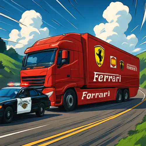 Ferrari F1 Hauler Truck Animation on Sunny Road
