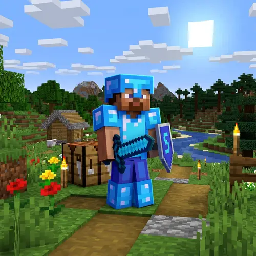 Epic Minecraft Character with Sword and Armor