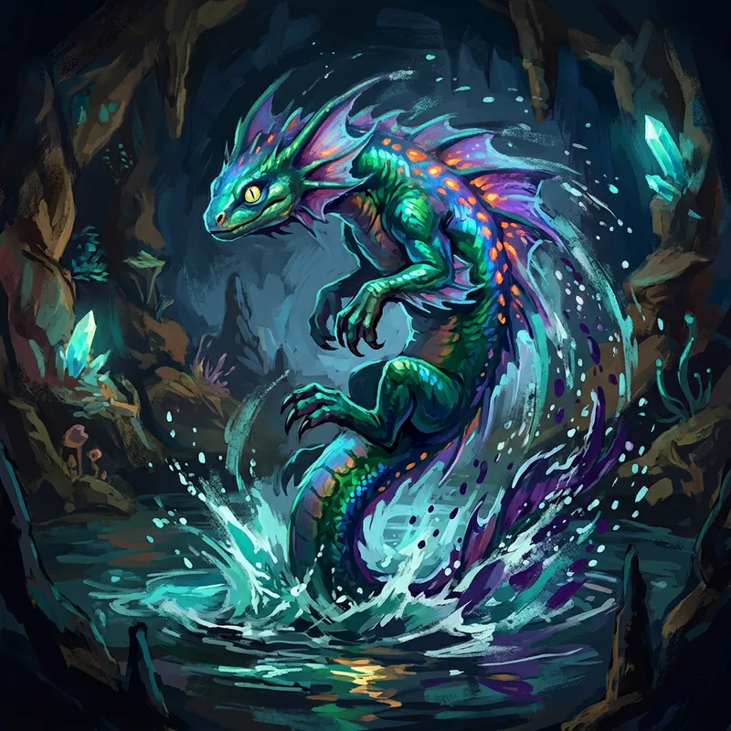 Fantastical Creature in Vivid Colors - Captivating Leap in Fantasy World Fantastical Creature in Vivid Colors - Captivating Leap in Fantasy World