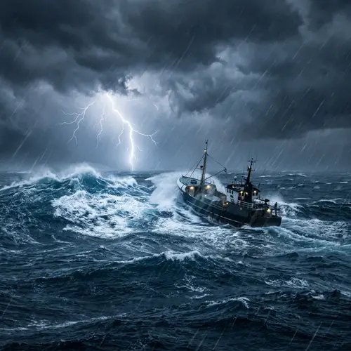 Intense Maritime Scene: Blue Sea in Ferocious Storm