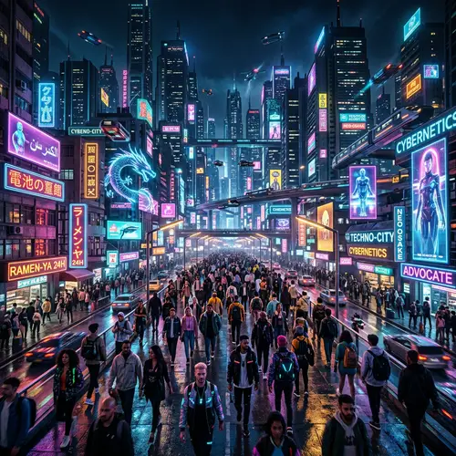 Futuristic Cyberpunk Cityscape at Night | Diverse Urban Metropolis