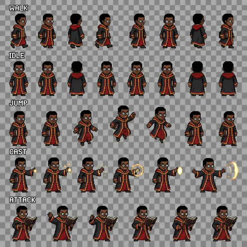 Pixel Art Game Sprite Sheet for Indie Games Pixel Art Game Sprite Sheet for Indie Games